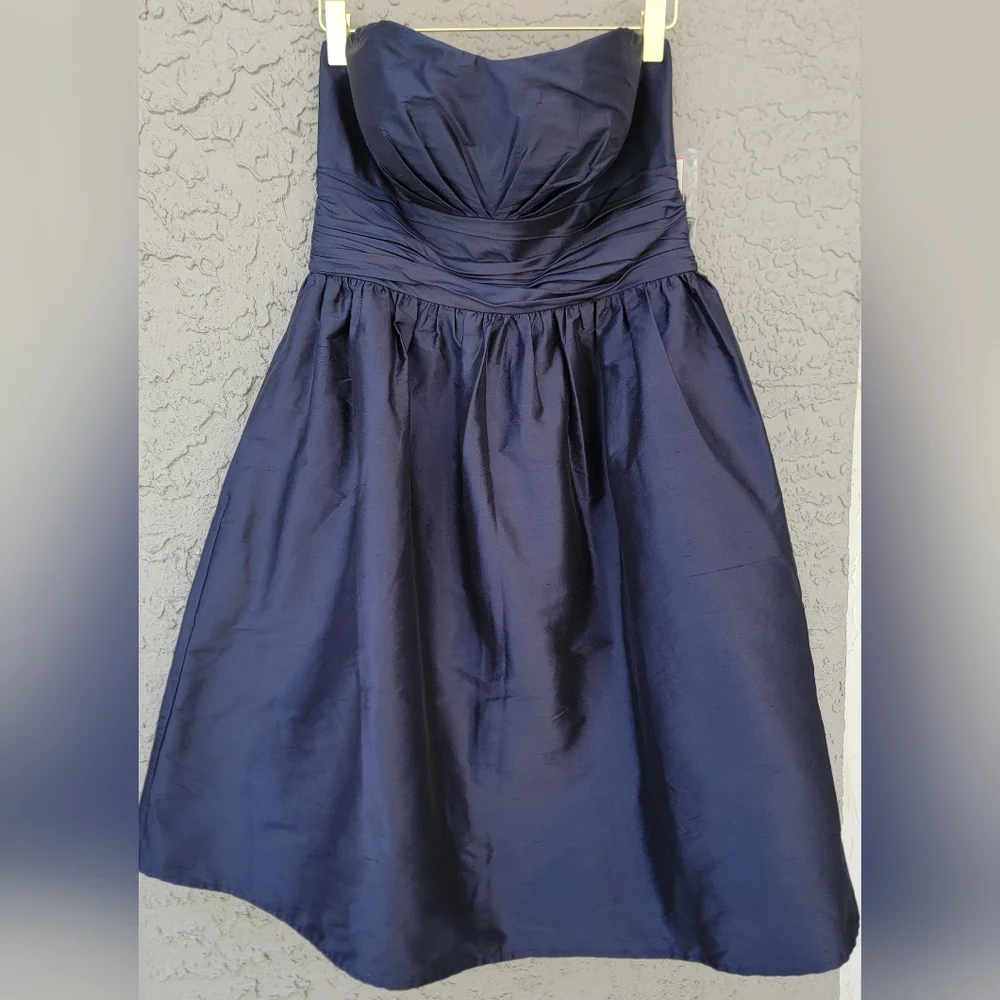 New Eliza J Silk Strapless Fit & Flare Blue Cocktail Dress Size 8 Wedding Guess